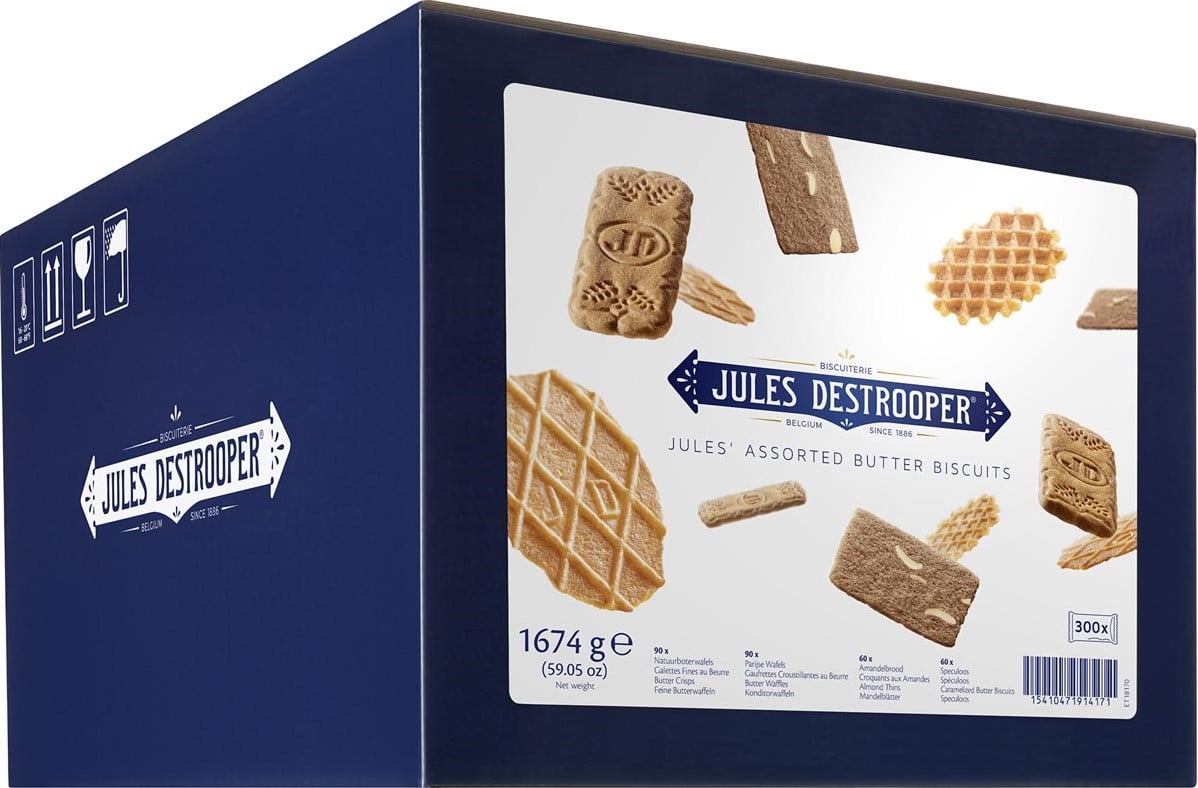 Jules Destrooper biscuits, Jules' Assorted Butter Biscuits, boîte de 300 pièces bij VindiQ Office