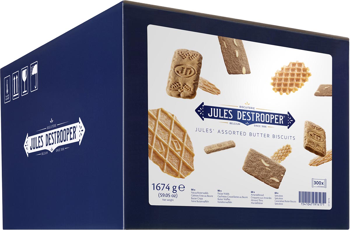 Jules Destrooper koekjes, Jules&apos; Assorted Butter Biscuits, doos van 300 stuks afbeelding