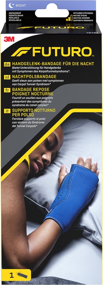 3M Futuro steunverband voor pols, nachtpolsbandage, verstelbaar, blauw afbeelding