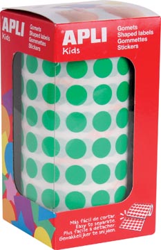 Gommettes Rondes APLI Kids 10 Mm Vert - 6 Feuilles, 528 Autocollants Pour Activités Enfants