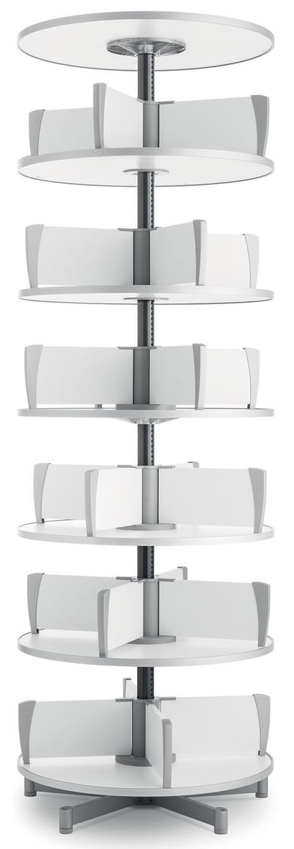Moll klasseerzuil Multifile, 6 verdiepingen, hoogte 231 cm, voor maximum 144 ordners, wit