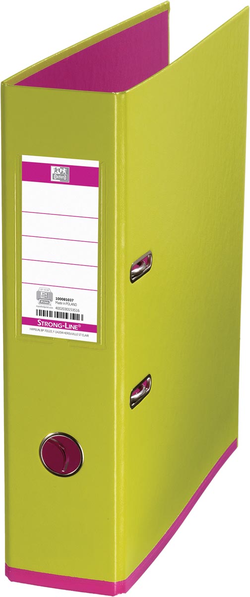 OXFORD MyColour ordner, formaat A4, uit karton, rug van 8 cm, lichtgroen-roze