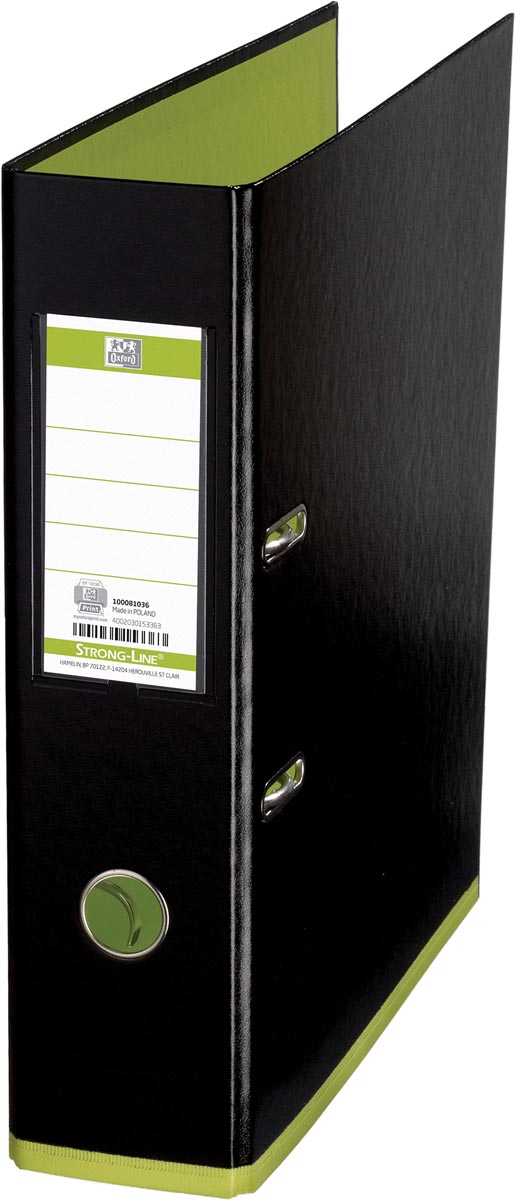 OXFORD MyColour ordner, formaat A4, uit karton, rug van 8 cm, zwart-lichtgroen