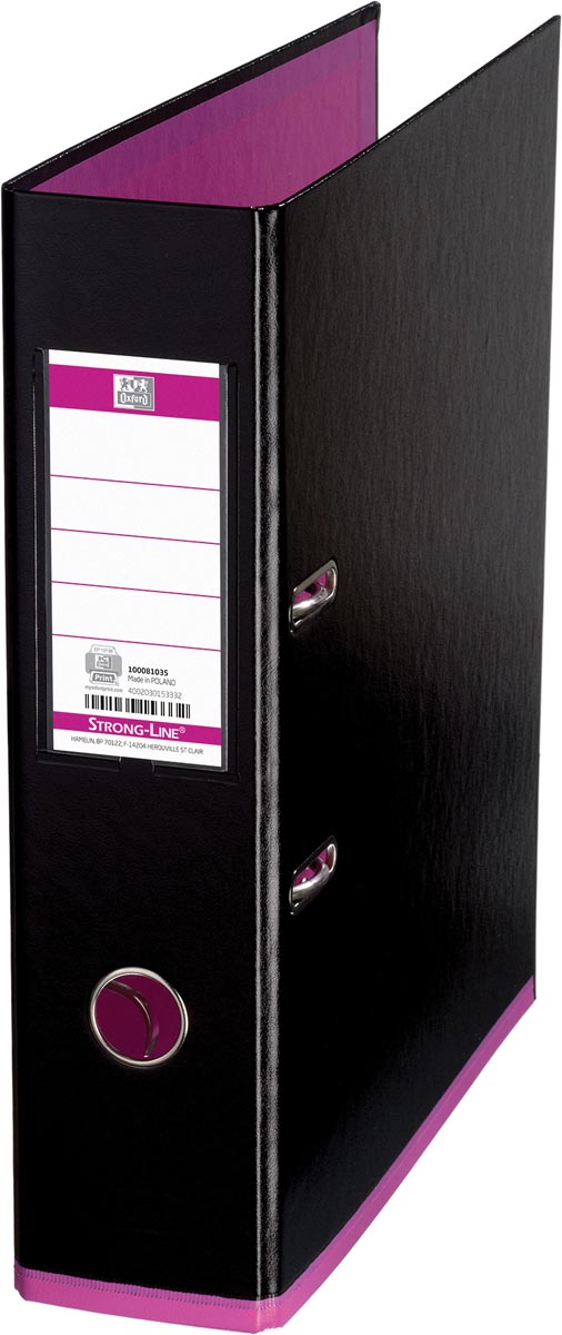 OXFORD MyColour ordner, formaat A4, uit karton, rug van 8 cm, zwart-roze
