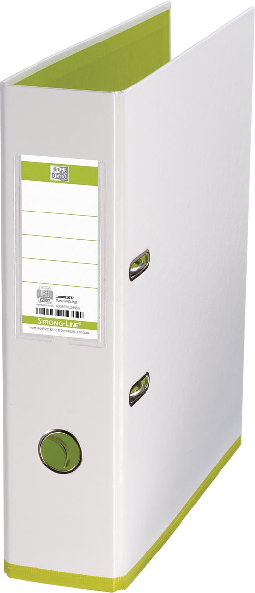 OXFORD MyColour ordner, formaat A4, uit karton, rug van 8 cm, wit-lichtgroen afbeelding