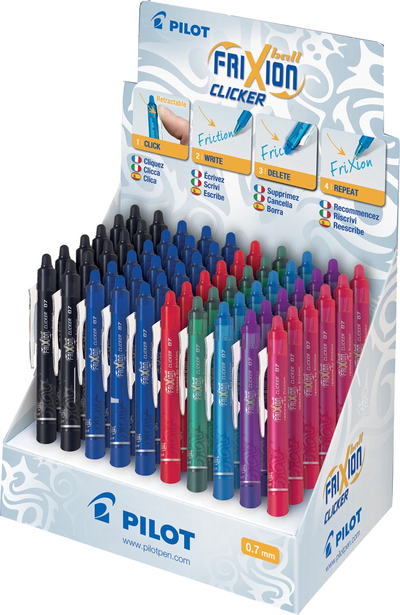Pilot intrekbare roller FriXion Ball Clicker, medium punt, 0,7 mm, display met 60 stuks afbeelding