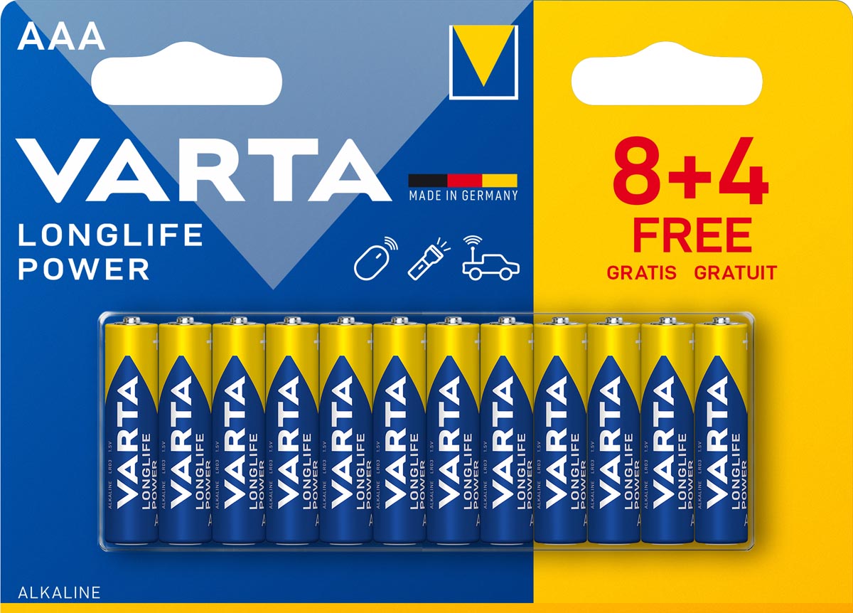 Varta batterij Longlife Power AAA, blister van 8 + 4 afbeelding