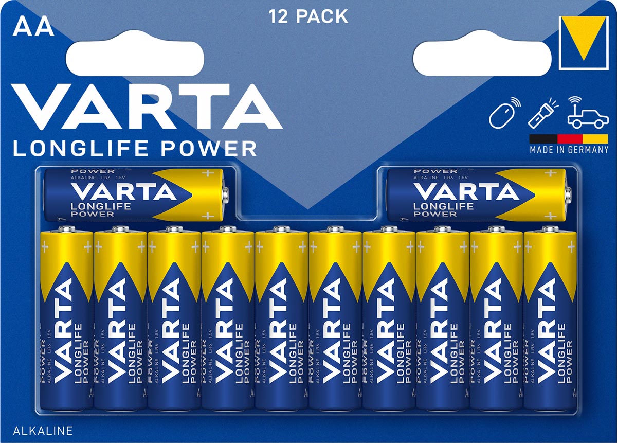 Varta batterij Longlife Power AA, blister van 12 stuks Varta batterij Longlife Power AA, blister van 12 stuks