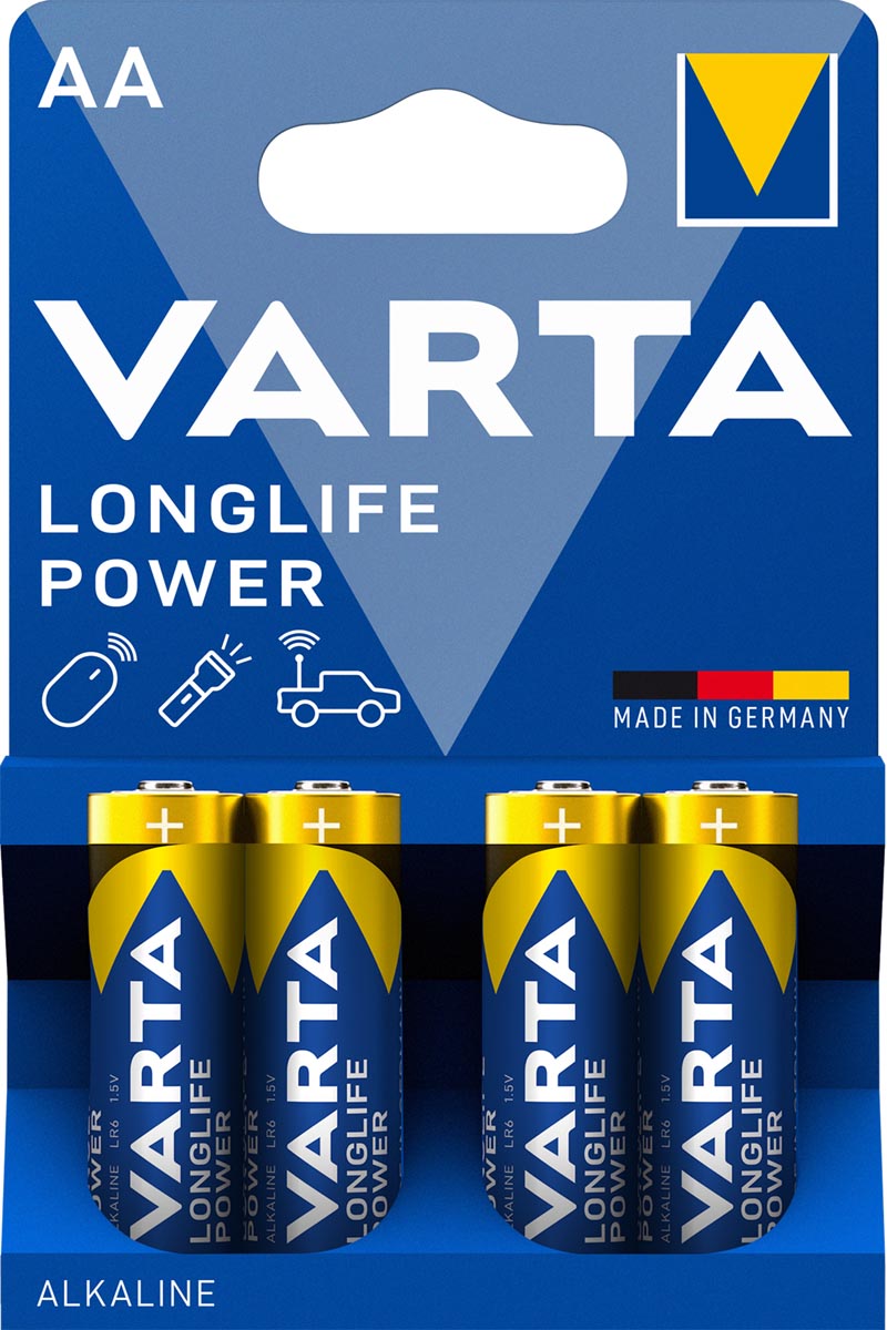 Varta batterij Longlife Power AA, blister van 4 stuks Varta batterij Longlife Power AA, blister van 4 stuks