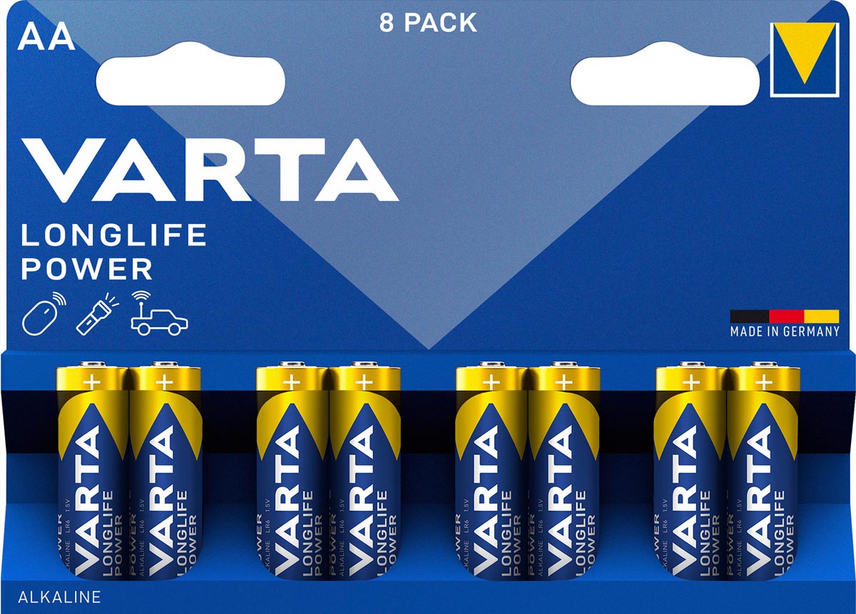 Varta batterij Longlife Power AA, blister van 8 stuks Varta batterij Longlife Power AA, blister van 8 stuks