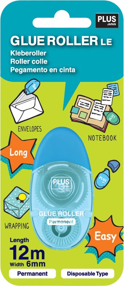 PLUS lijmroller, 6 mm x 12 m, blauw, blister van 1 stuk afbeelding