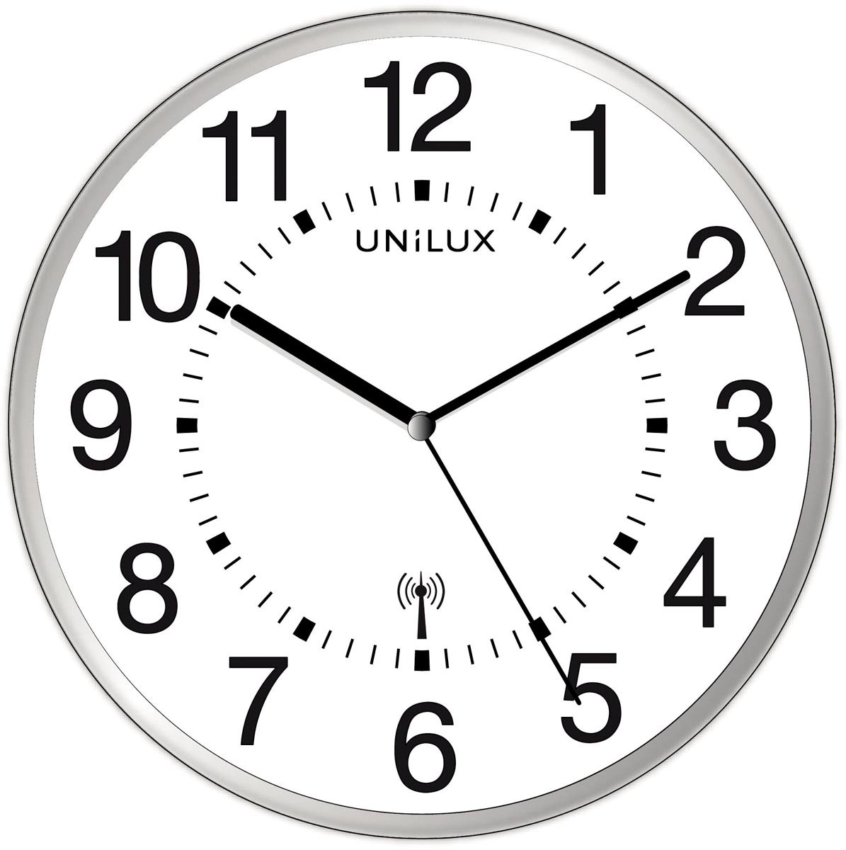 Unilux Wave wandklok, radiogestuurd, diameter 30 cm, grijs-wit afbeelding