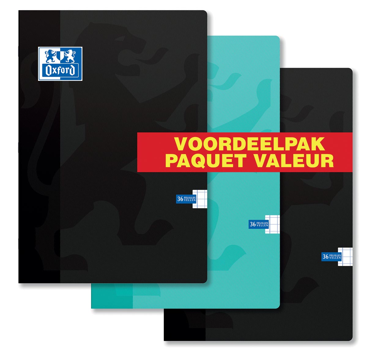 Oxford School schrift, ft A4, 72 bladzijden, geruit 10 mm, pak van 3 stuks, geassorteerde kleuren afbeelding