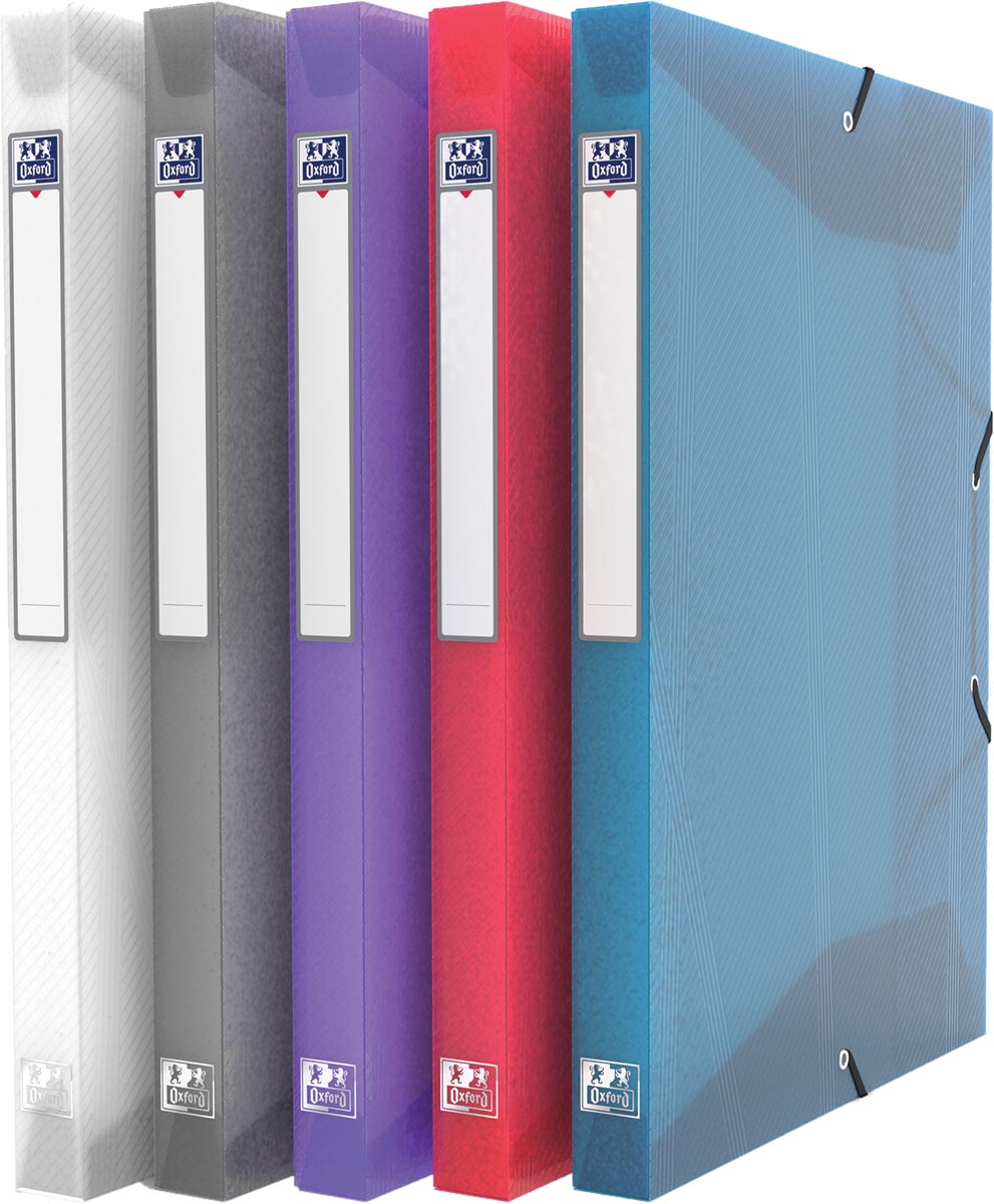 OXFORD Hawaï elastobox, formaat A4, uit PP, rug van 2,5 cm, geassorteerde transparante kleuren