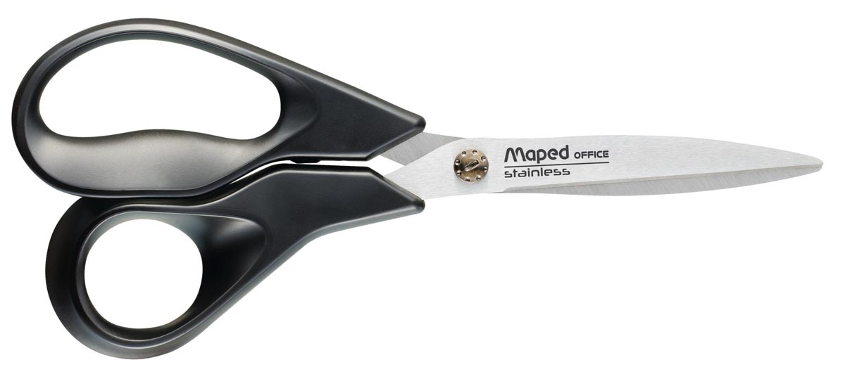 Maped schaar Advanced, ft 18 cm, rechts, scherpe punt, RVS, zwart, blister van 1 stuk