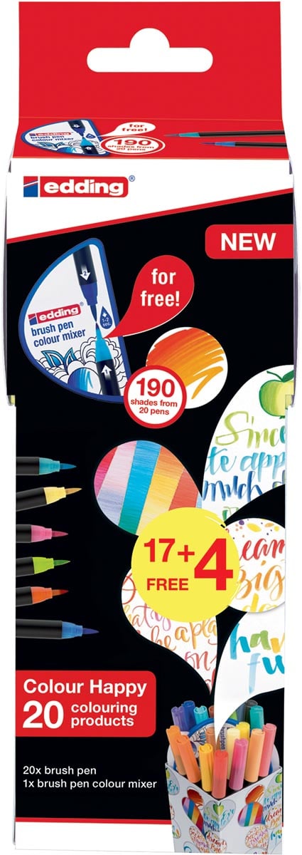 Edding Colour Happy box, assortiment met 21 stuks in geassorteerde kleuren (17 + 4 gratis) Edding Colour Happy box, assortiment met 21 stuks in geassorteerde kleuren (17 + 4 gratis)