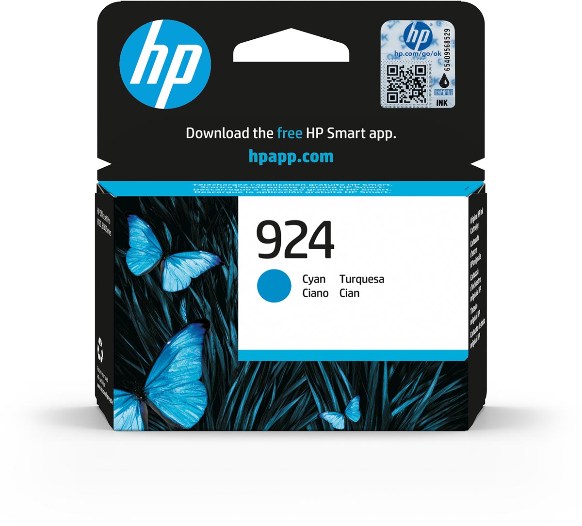 HP inktcartridge 924, 400 pagina&apos;s, OEM 4K0U3NE, cyaan afbeelding
