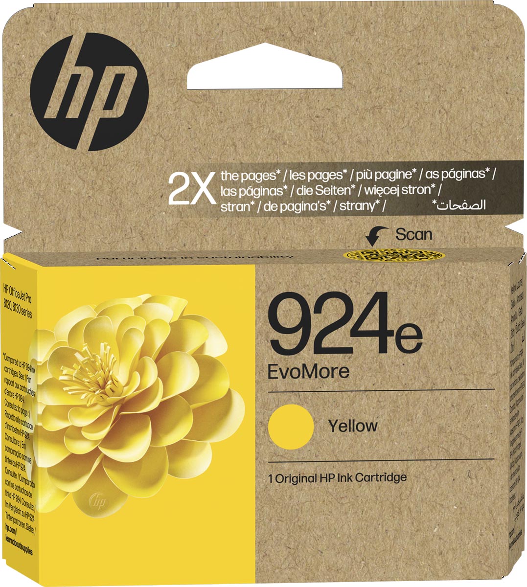 HP inktcartridge 924e, 800 pagina's, OEM 4K0U9NE, geel