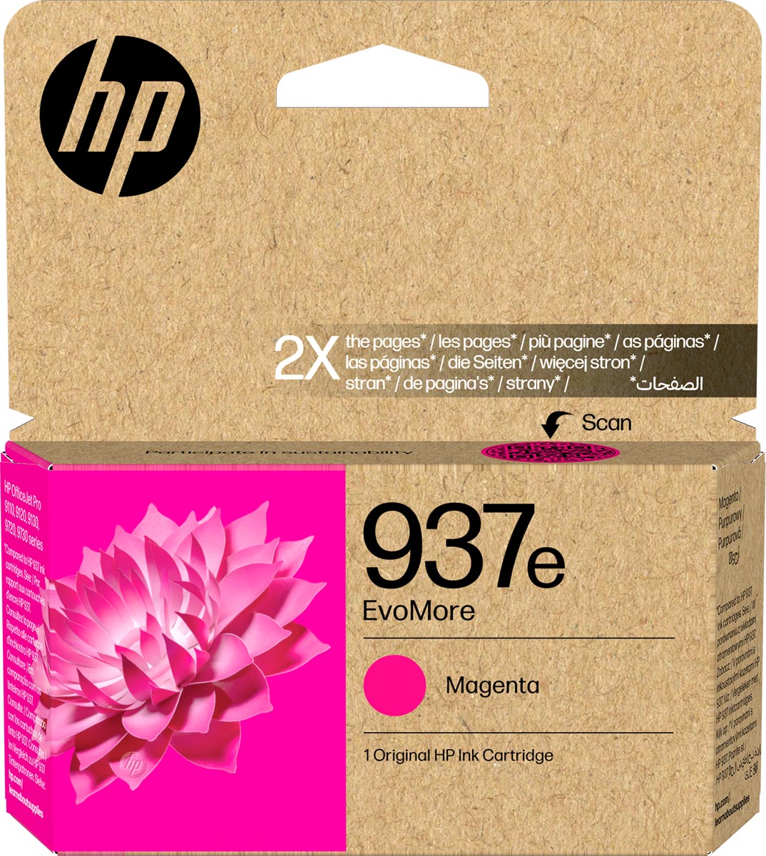 HP inktcartridge 937e, 1.650 pagina's, OEM 4S6W7NE, magenta