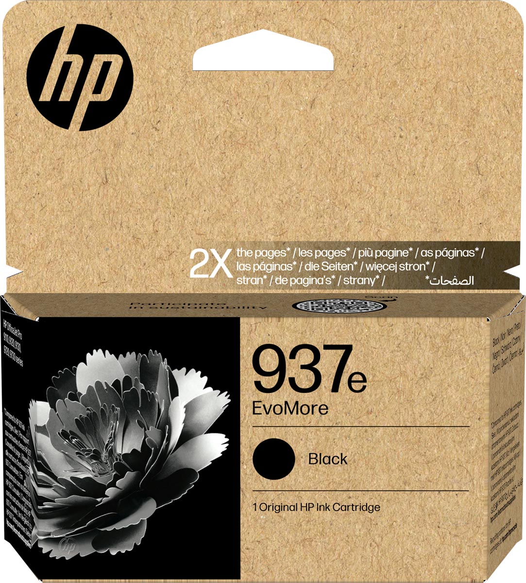 HP inktcartridge 937e, 2.500 pagina's, OEM 4S6W9NE, zwart