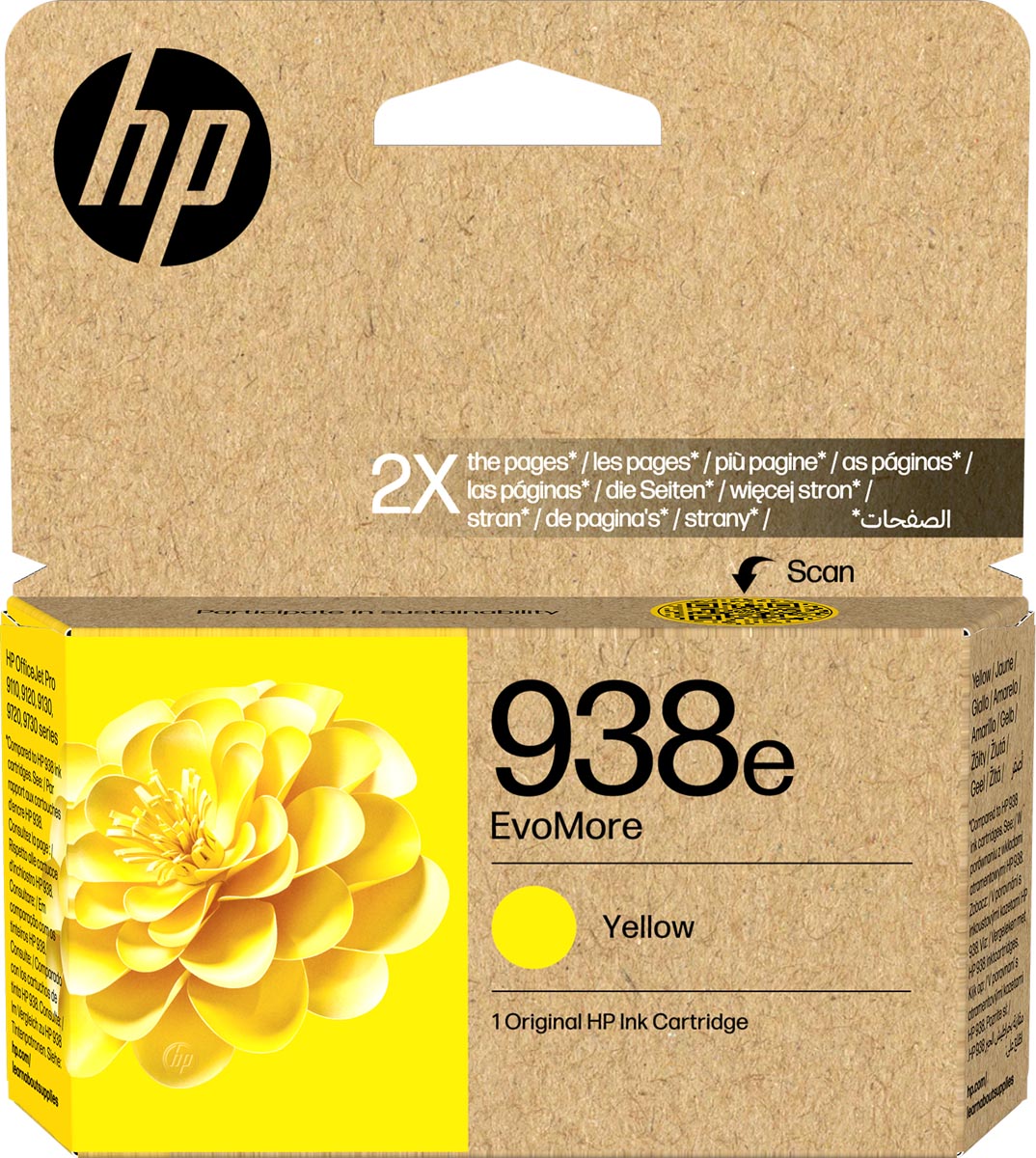 HP inktcartridge 938e, 1.650 pagina's, OEM 4S6Y1PE, geel