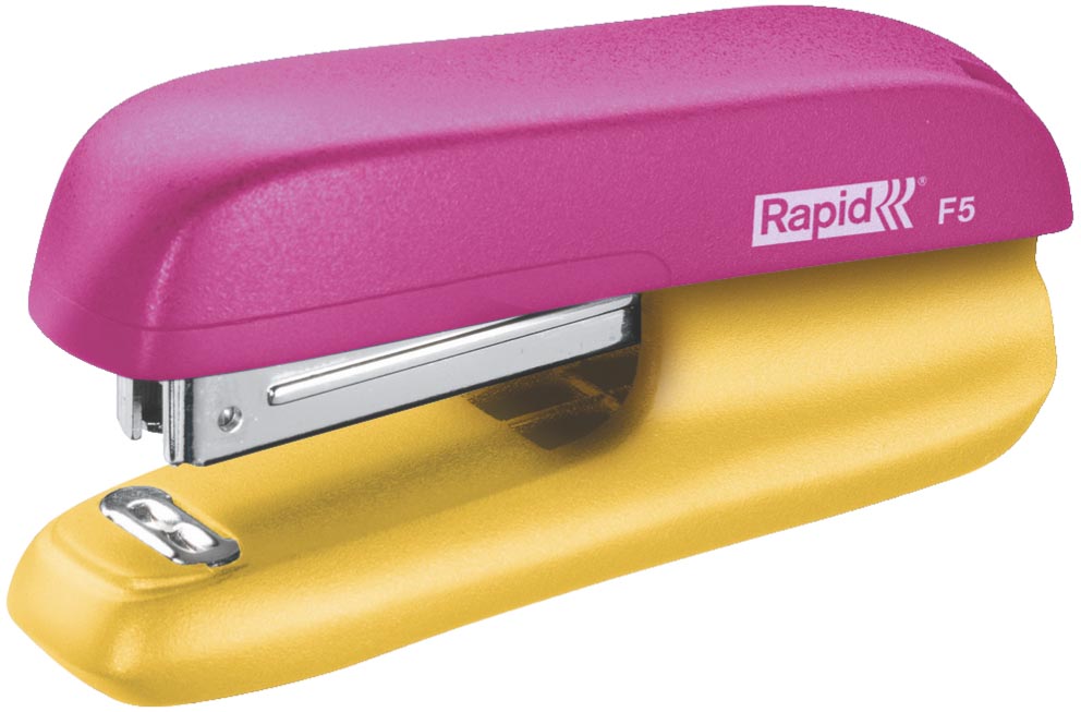 Rapid mini nietmachine F5 en perforator set, blister, roze/geel