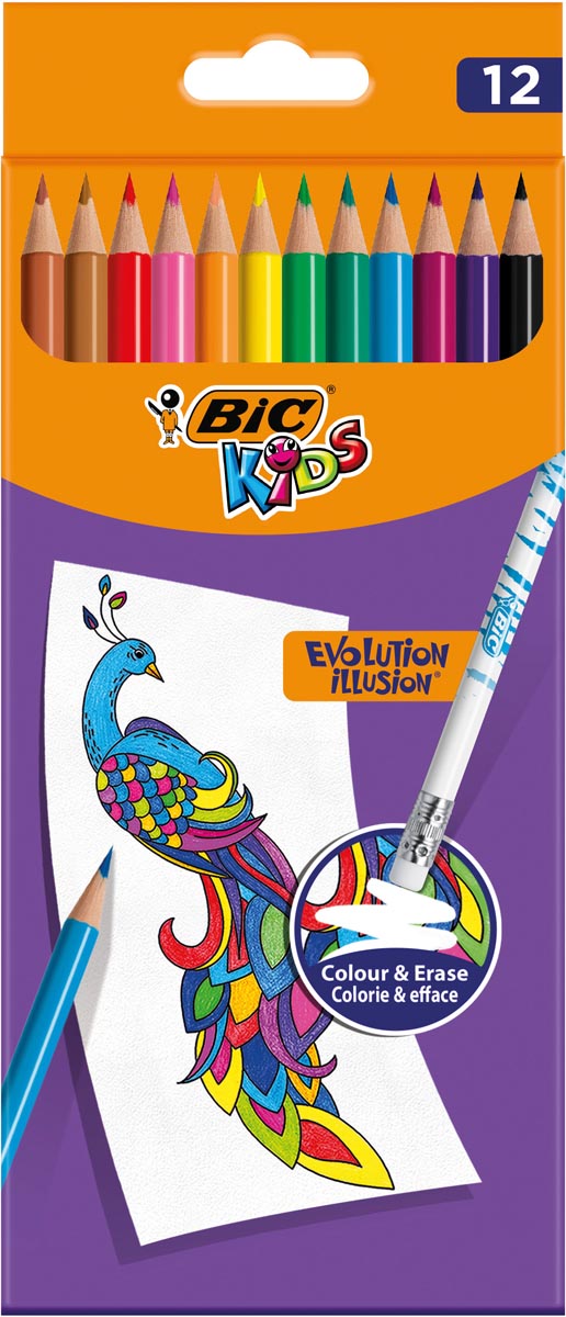 Bic Kids Evolution Illusion, clipstrip met 12 stuks Bic Kids Evolution Illusion, clipstrip met 12 stuks