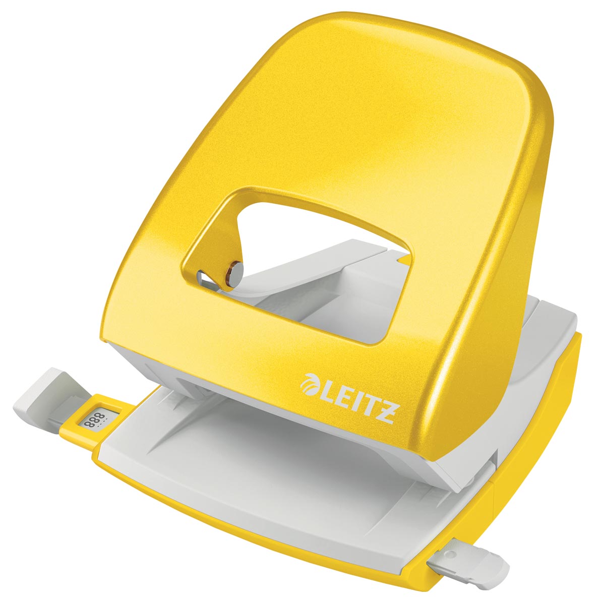 Leitz WOW perforator, 30 blad, geel, op blister afbeelding