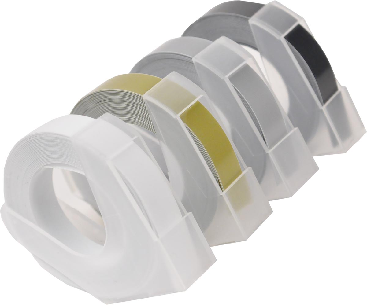 Desq tape voor lettertang 9 mm, traditioneel, blister van 4 kleuren afbeelding