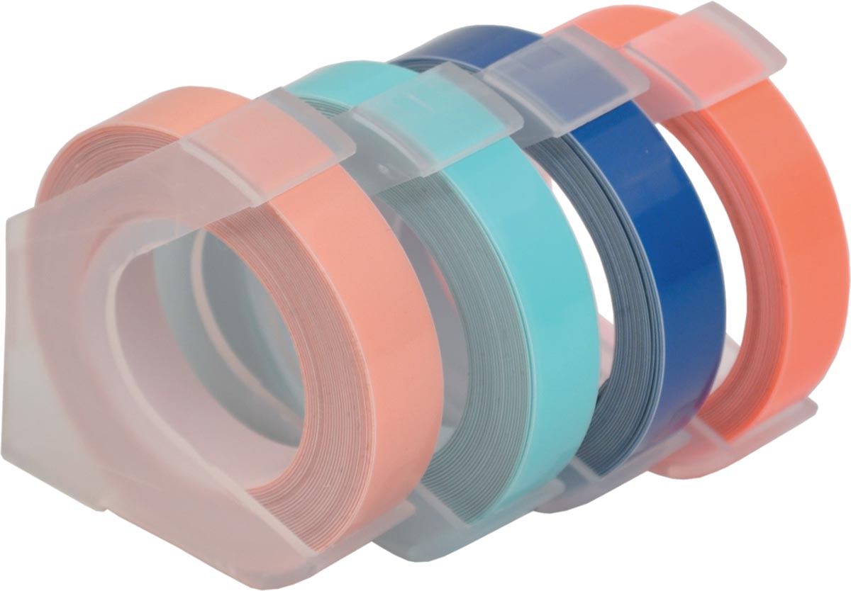 Desq tape voor lettertang 9 mm, trendy, blister van 4 kleuren afbeelding