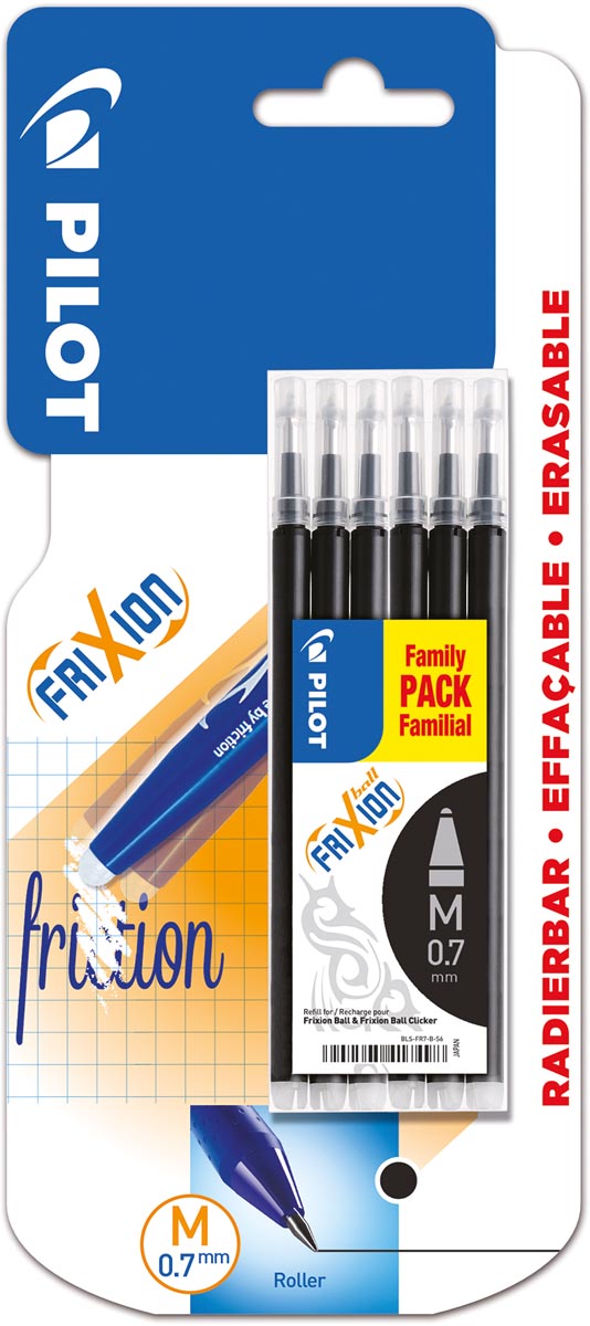 Pilot vulling voor Frixion Ball en Frixion Ball Clicker zwart, etui met 6 stuks, op blister afbeelding