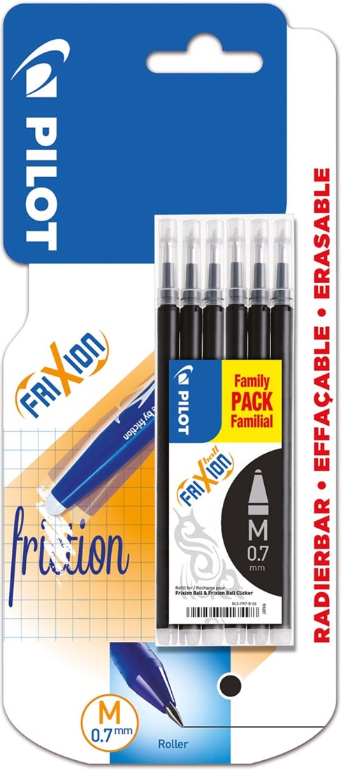 Lot De 6 Stylos PILOT FRIXION CLICKER 07 Noir - Stylos Effaçables à Friction
