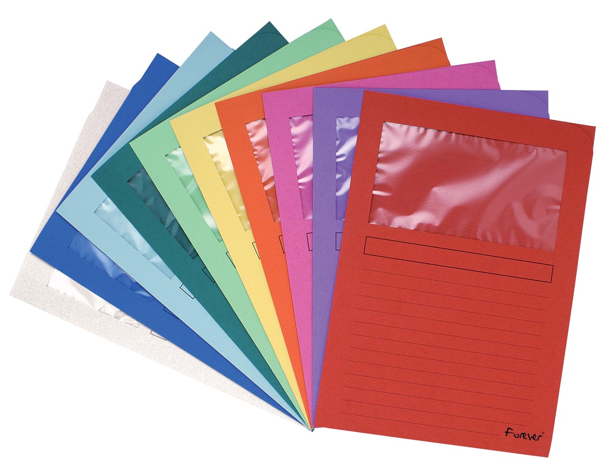 Exacompta L-map met venster Forever, pak van 10 stuks, geassorteerde kleuren