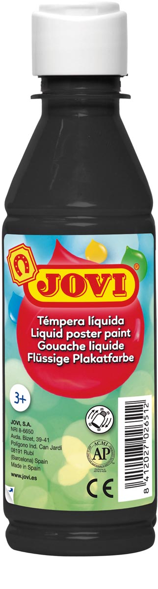 Jovi plakkaatverf, fles van 250 ml, zwart