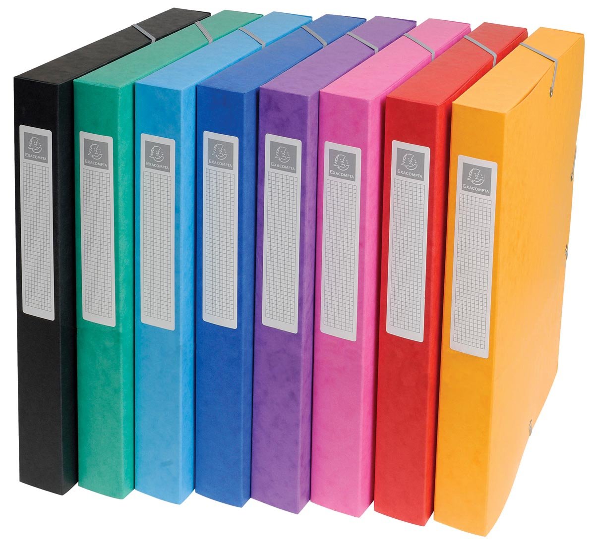 Exacompta elastobox Exabox 8 geassorteerde kleuren geel, rood, roze, paars, blauw, turquoise, groen e...