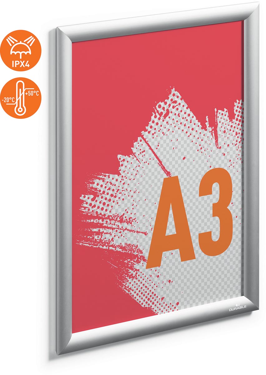 Durable clicklijst Outdoor, uit aluminium, zilver, waterdicht, ft A3
