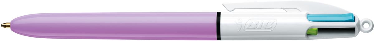 Bic Colours Fun 4-kleurenbalpen, medium, pastel inktkleuren, lichaam pastelroze afbeelding