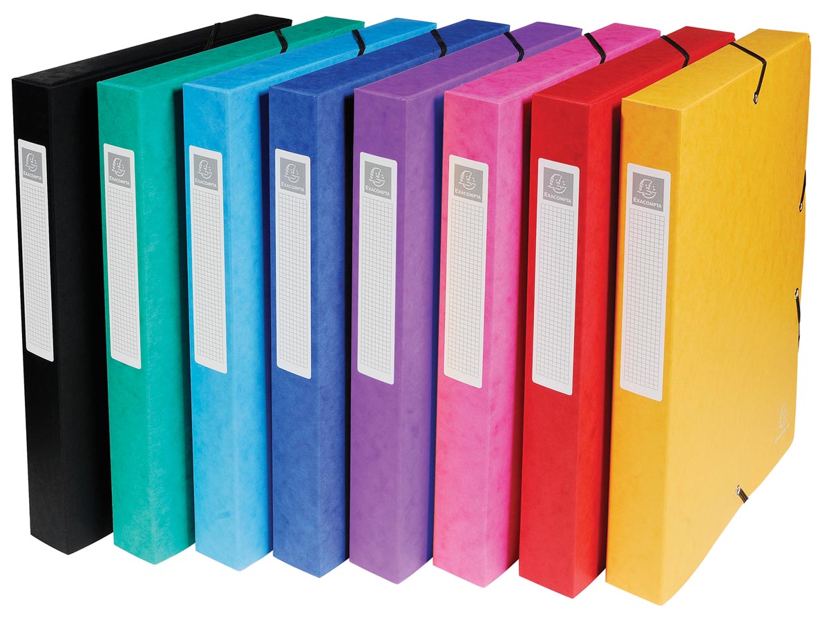 Exacompta elastobox Exabox 8 geassorteerde kleuren: geel, rood, roze, paars, blauw, turquoise, groen e... afbeelding