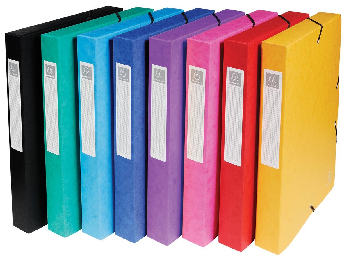 Exacompta elastobox Exabox 8 geassorteerde kleuren geel, rood, roze, paars, blauw, turquoise, groen e...