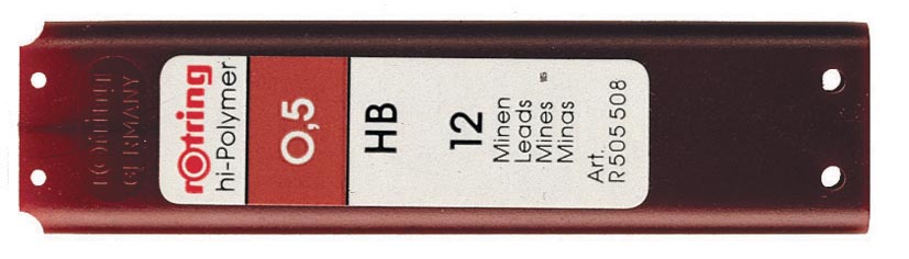 Rotring potloodstiften, 0,5 mm, HB, etui van 12 stuks afbeelding