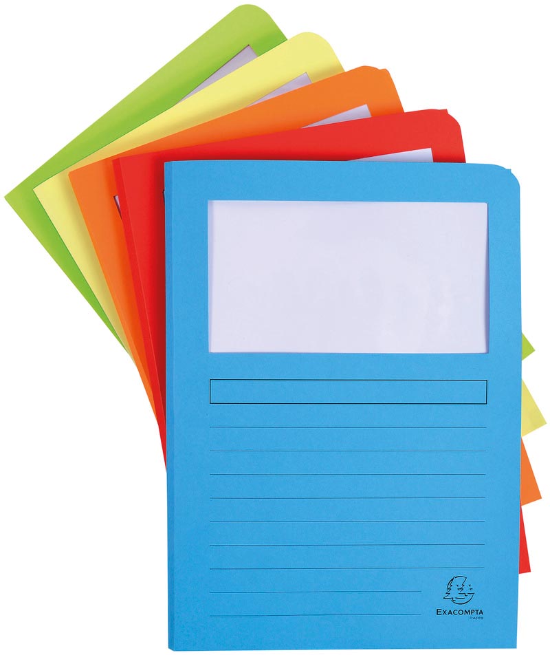 Exacompta L-map Super met balg, voor ft A4, pak van 50 stuks, geassorteerde kleuren afbeelding