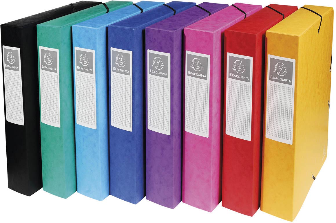 Exacompta elastobox Exabox 8 geassorteerde kleuren: geel, rood, roze, paars, blauw, turquoise, groen e... afbeelding