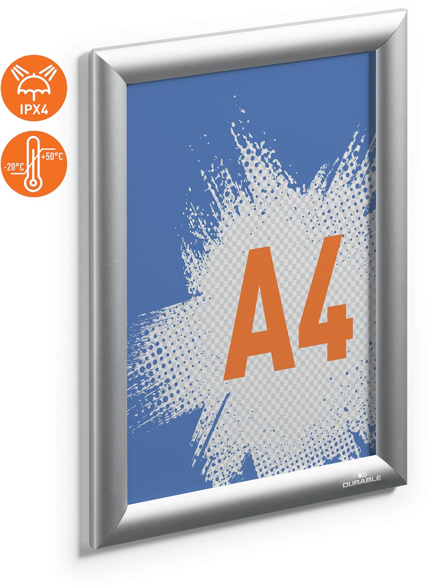 Durable clicklijst Outdoor, uit aluminium, zilver, waterdicht, ft A4