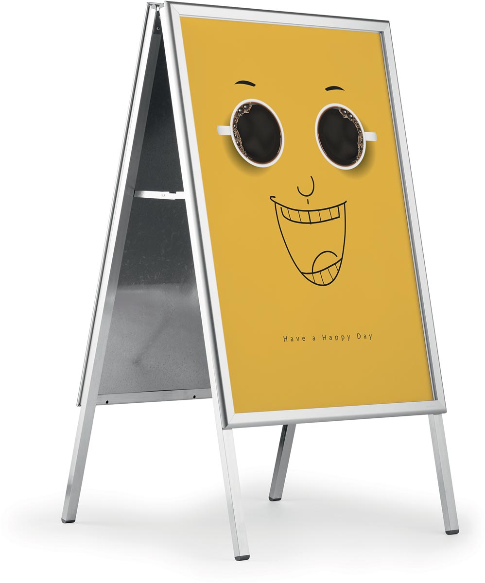 Durable stoepbord Fold, uit aluminium, zilver, ft A1