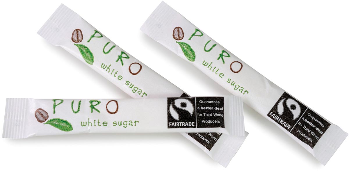 Miko Puro suikersticks fairtrade, kristalsuiker, 5 g, doos van 500 stuks Miko Puro suikersticks fairtrade, kristalsuiker, 5 g, doos van 500 stuks