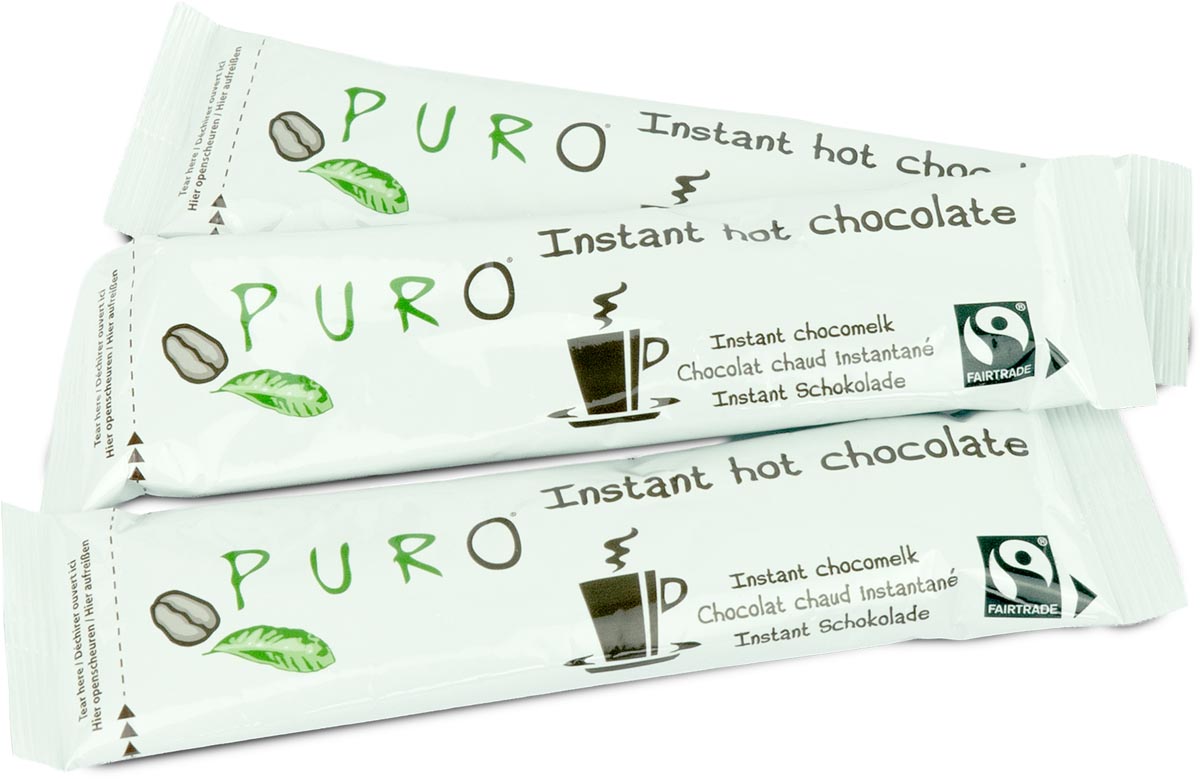 Puro cacao poedersticks fairtrade, 30 g, doos van 100 stuks