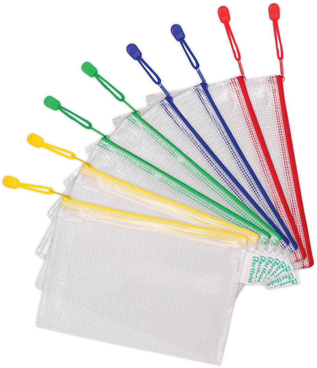 Tarifold opbergtas met rits, ft A5, pak van 8 stuks in geassorteerde kleuren afbeelding