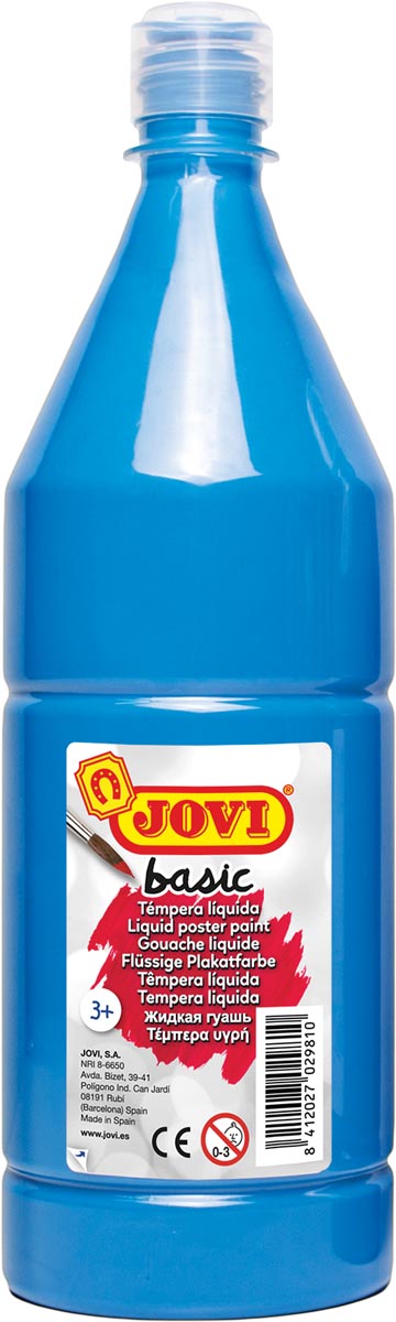 Jovi plakkaatverf, fles van 1000 ml, cyaanblauw Jovi plakkaatverf, fles van 1000 ml, cyaanblauw