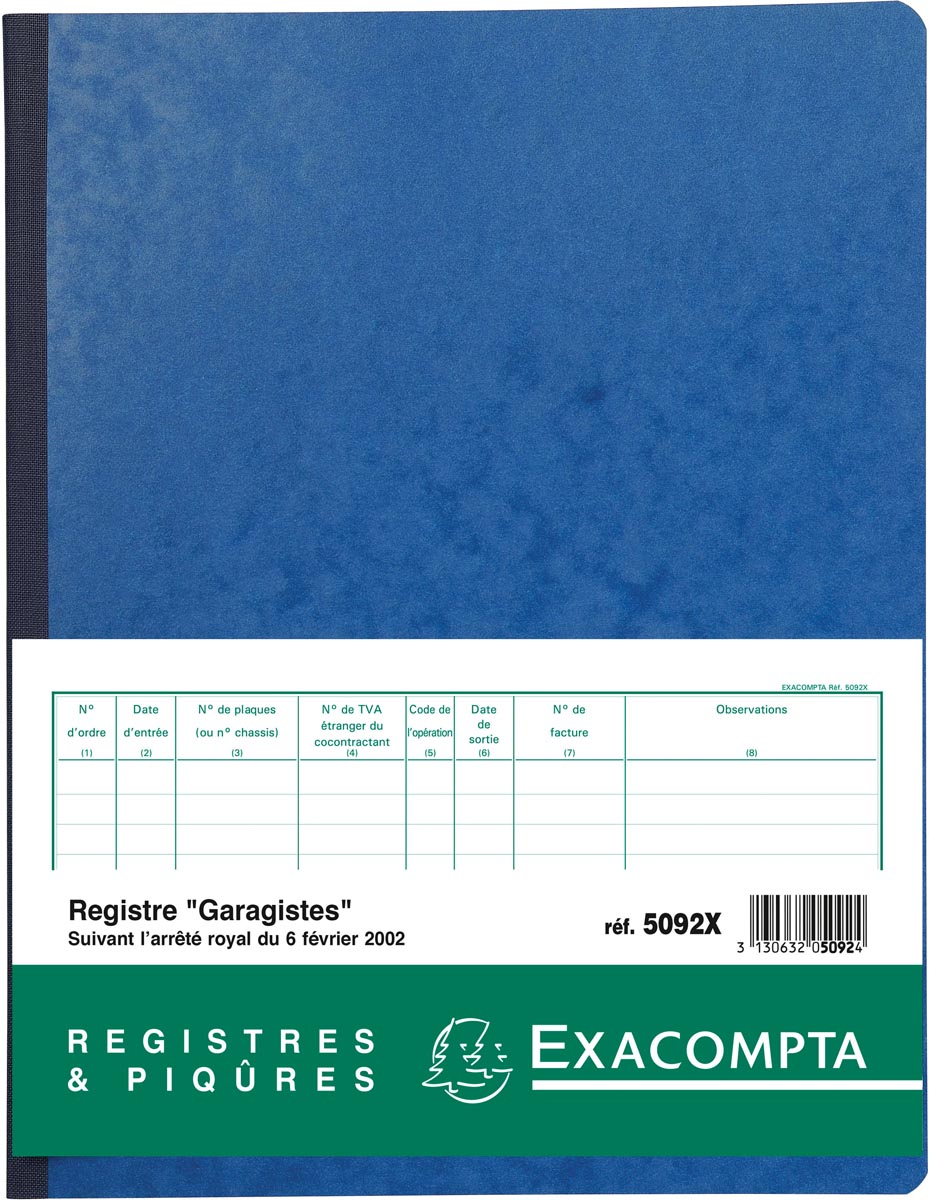 Exacompta register garagist en pomphouder, Franstalig afbeelding