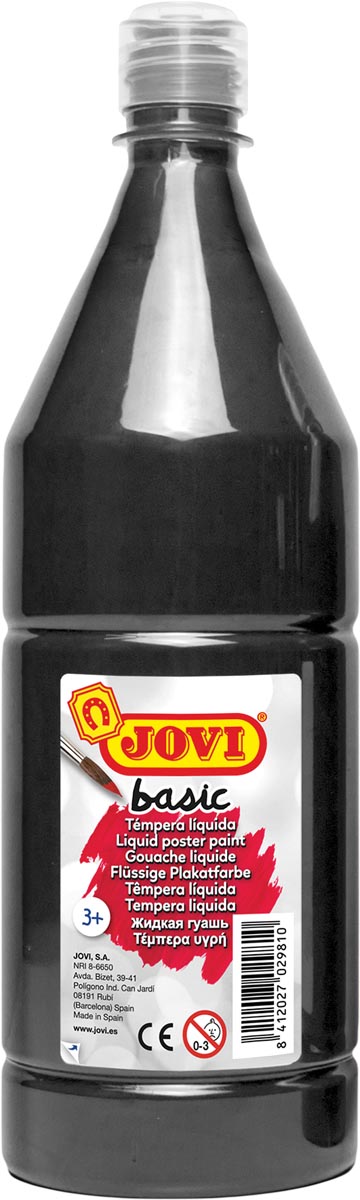 Jovi plakkaatverf, fles van 1000 ml, zwart Jovi plakkaatverf, fles van 1000 ml, zwart